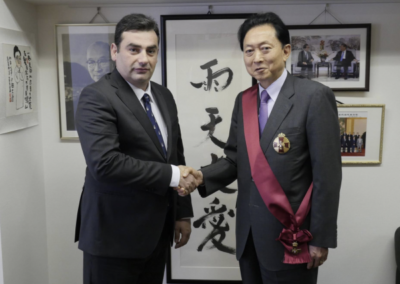 Crown Prince Davit of Georgia knights former japanese Prime Minister Mr. Yukio Hatoyama
