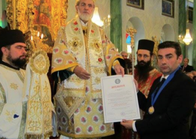 H.R.H.The Crown Prince Davit of Georgia receiving the medal of the Princess islands eparchy