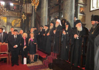 H.R.H.The Crown Prince Davit of Georgia with His Holiness Illia II of all Georgia,His Holiness Irinej Serbian Patriarch and His Holiness H.H Bartholomew I Archbishop of Constantinople New Rome and Ecumenical Patriarch during a religious Service